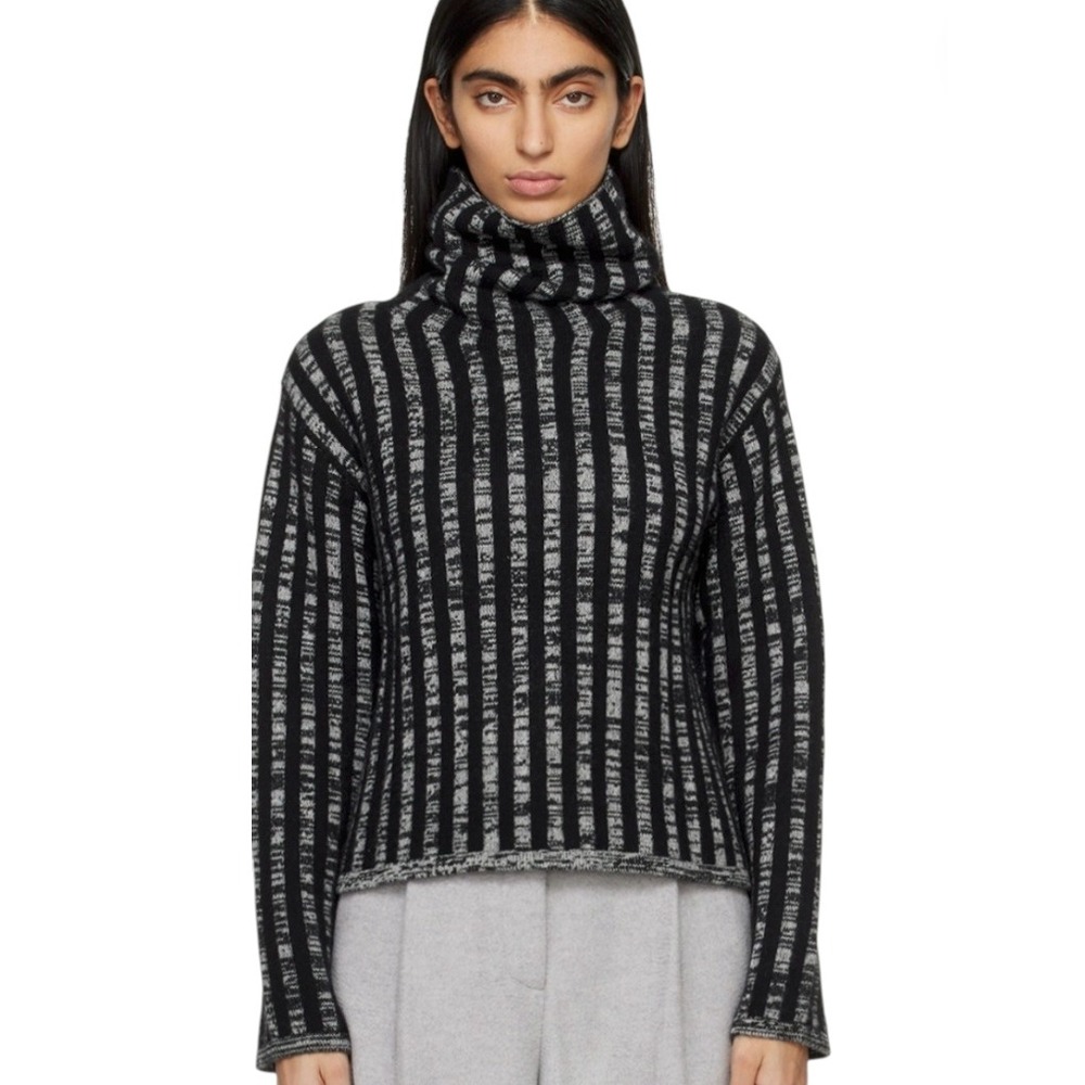 Joseph Sweater Stripes Animation Oversized XXS P2P 18 Black White Wool Cashmere